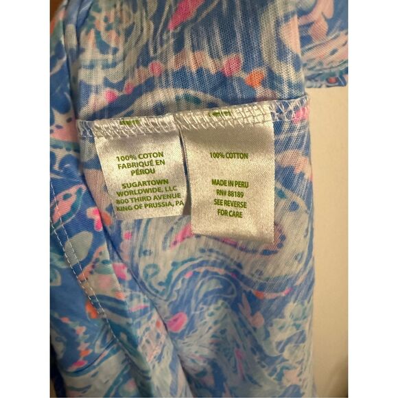 NWT Lilly Pulitzer Gigi Tank Top Zanzibar Blue Fish Kiss XL - Picture 6 of 6